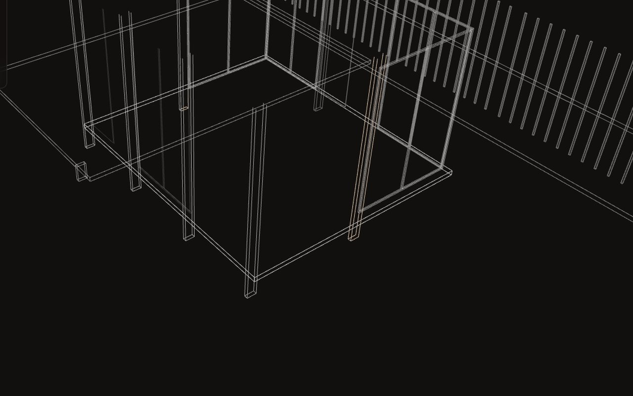Glass pavilion frame as lines