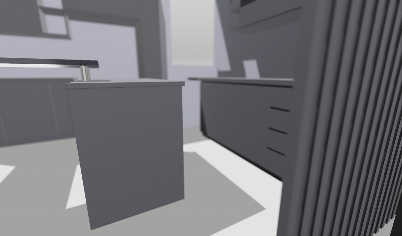 3D study past the slatted panel