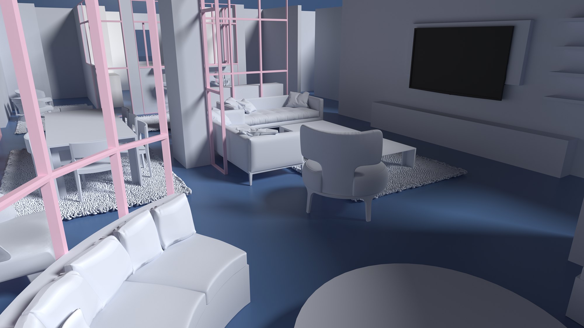 The curved lounge: Sofa following the bay