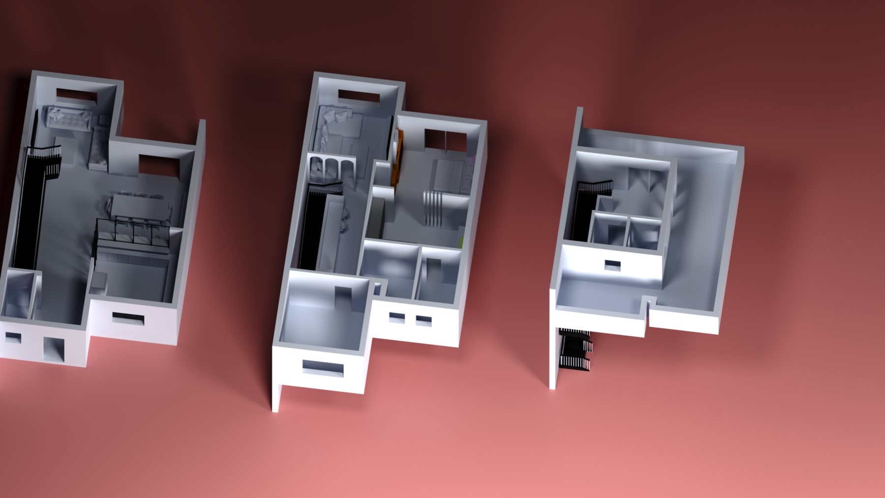 Closer over the levels: Rooms and fittings in place