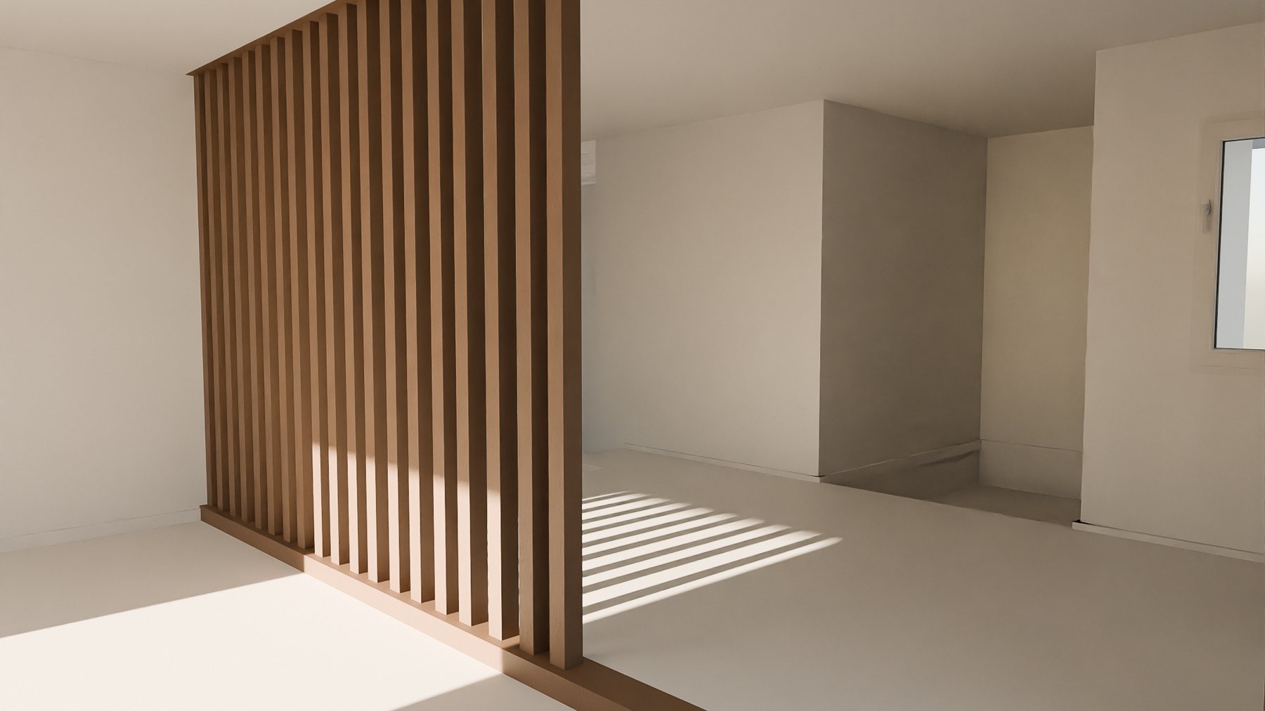 Living space: The screen dividing the room